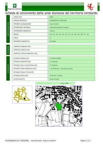 Scheda di censimento delle aree dismesse del territorio lombardo