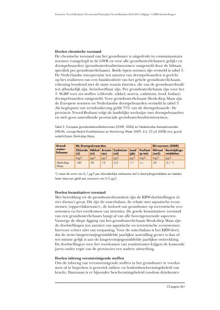 KRW -doelstellingen en -onderbouwing - Provincie Noord-Brabant