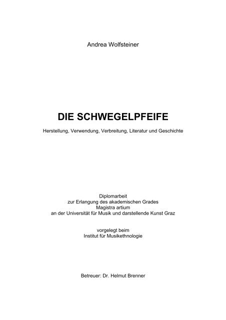 die schwegelpfeife - Institut 13: Ethnomusikologie - Universität für ...