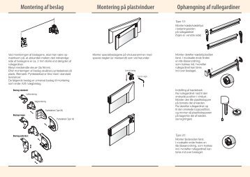 Montering pÃ¥ plastvinduer OphÃ¦ngning af rullegardiner - Weba