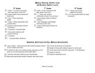 Middle School Supply List - Old Trail School