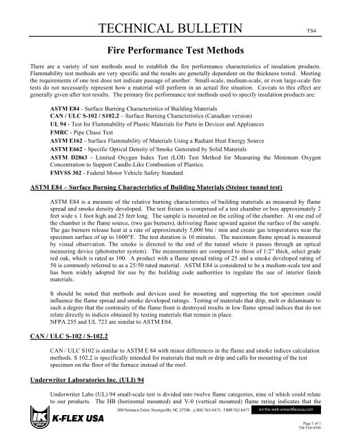 TS04 Fire Performance Test Methods 0508 - K-Flex USA