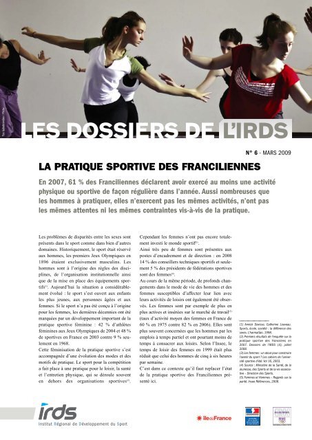 La pratique sportive des Franciliennes