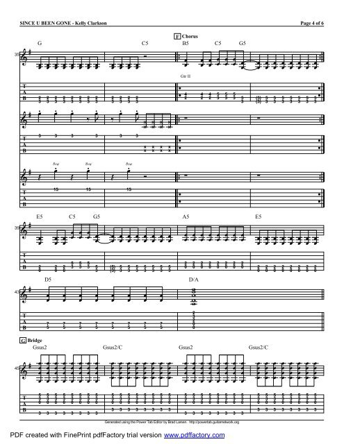 "Since U Been Gone" (PDF) - Guitar Alliance