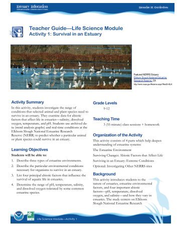 Teacher GuideâLife Science Module - Estuaries NOAA