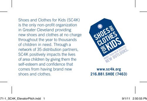 SC4K Elevator Pitch Card - Shoes and Clothes for Kids