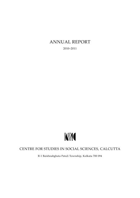 ANNUAL REPORT - Centre for Studies in Social Sciences, Calcutta