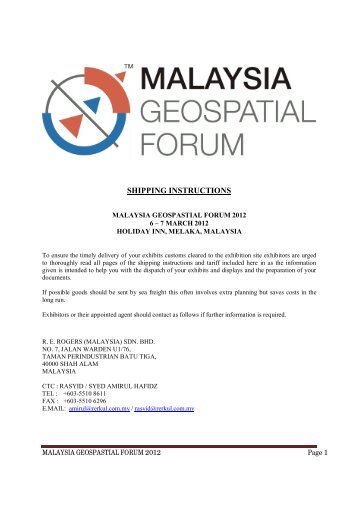 SHIPPING INSTRUCTIONS - Malaysiageospatialforum.org