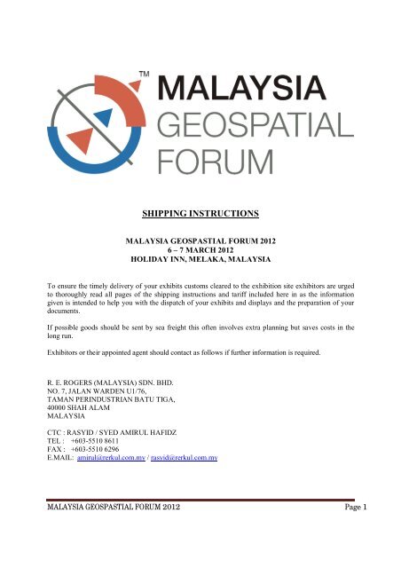 SHIPPING INSTRUCTIONS - Malaysiageospatialforum.org