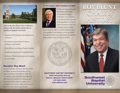 Roy Blunt Chair of History - Southwest Baptist University