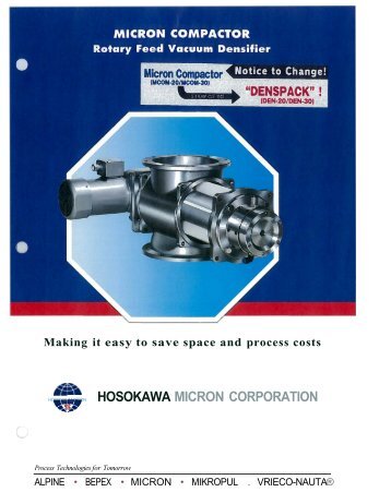 hosokawa micron corporation ' xi - Hosokawa Micron Powder Systems