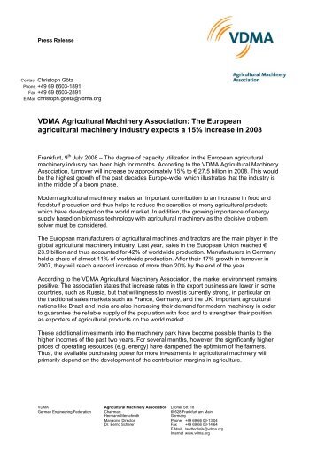 VDMA Agricultural Machinery Association: The European ...