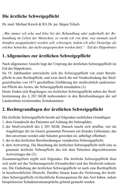 Broschüre Arzthaftung/Schweigepflicht - Sächsische ...