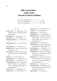 2006 Annual Index Author Index Journal of Chinese Medicine