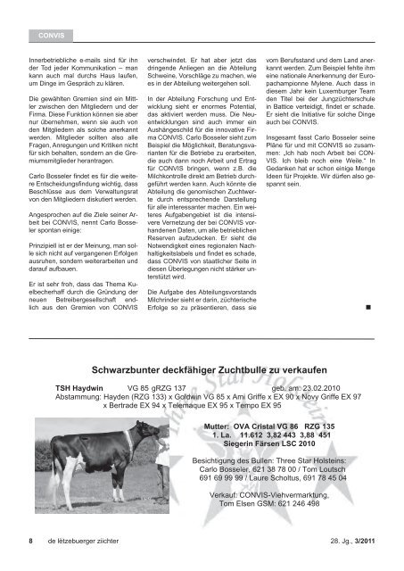 de letzebuerger ziichter 3/2011 - Convis Herdbuch Service Elevage ...