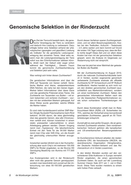 de letzebuerger ziichter 3/2011 - Convis Herdbuch Service Elevage ...