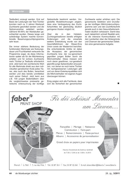 de letzebuerger ziichter 3/2011 - Convis Herdbuch Service Elevage ...