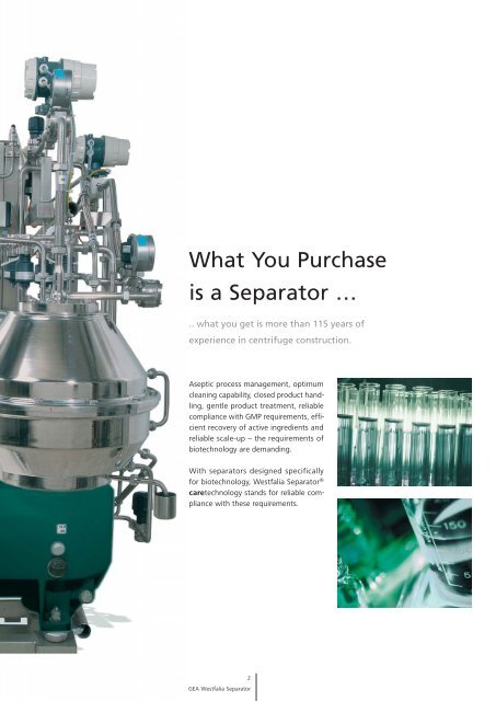Try Excellence in Biotechnology - GEA Westfalia Separator