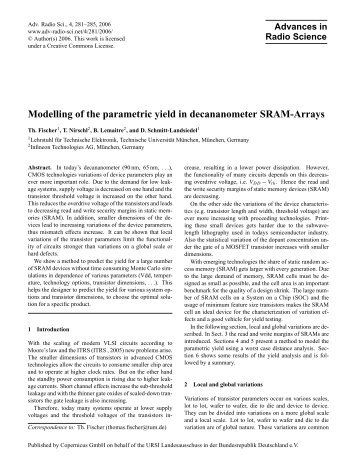 Modelling of the parametric yield in decananometer ... - CiteSeer