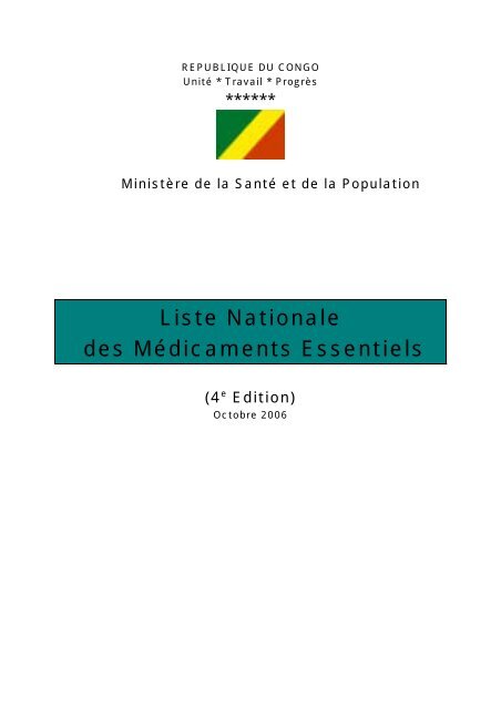 Liste nationale des médicaments essentiels, 4ème édition, 2006