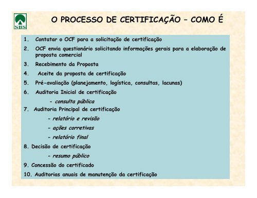 CertificaÃ§Ã£o Florestal - Sociedade Brasileira de Silvicultura