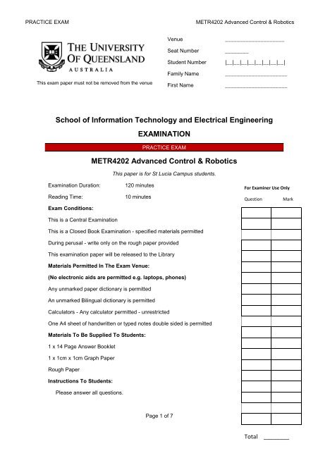 Practice Final Exam - Robotics Design Lab