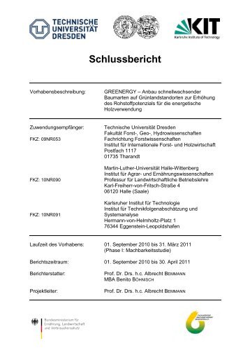 Schlussbericht - Institut für Bodenkunde und Standortslehre, TU ...