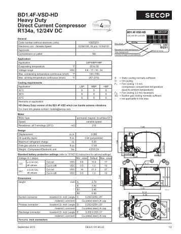 BD1.4F-VSD-HD Heavy Duty Direct Current Compressor ... - Secop