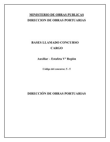 Auxiliar - Estafeta - Contrata - Grado 20 - RegiÃ³n de ValparaÃ­so - MOP