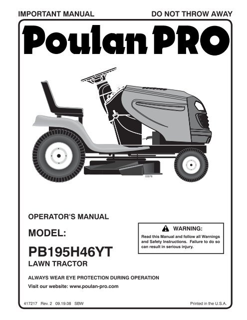 PB195H46YT - Brand New Mowers