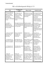 MÃ¥l- och bedÃ¶mningsmatris Biologi, Ã¥r 7-9.