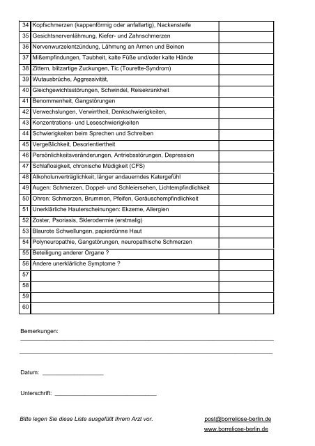 Checkliste der Borreliose-Symptome - Borreliose Selbsthilfe e.V. ...