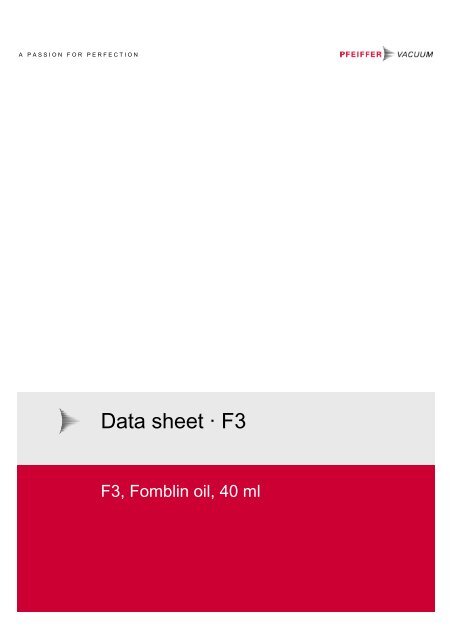 Data sheet · F3 - Pfeiffer Vacuum