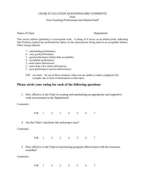 Survey for Non-Teaching and Professional and Salaried Staff