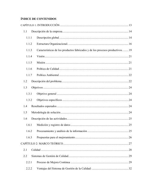 ÍNDICE DE CONTENIDOS CAPÍTULO 1: INTRODUCCIÓN ...