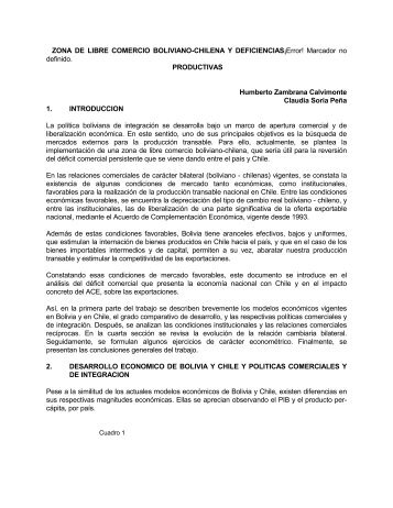 ZONA DE LIBRE COMERCIO BOLIVIANO-CHILENA Y DEFICIENCIAS