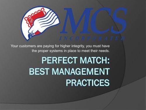 Perfect Match: Best Management Practices - MCS