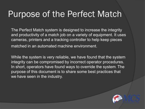 Perfect Match: Best Management Practices - MCS