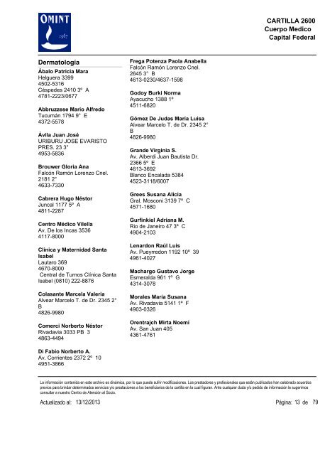 Capital Federal CARTILLA 2600 Emergencias y Urgencias ... - Omint