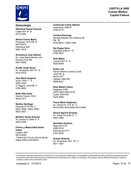 Capital Federal CARTILLA 2600 Emergencias y Urgencias ... - Omint