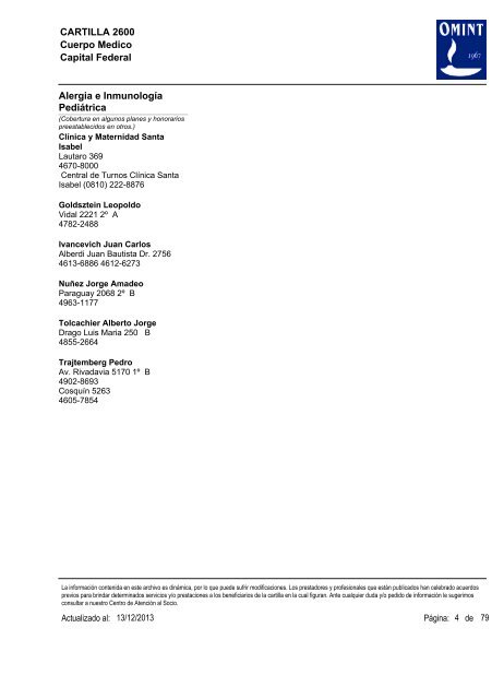 Capital Federal CARTILLA 2600 Emergencias y Urgencias ... - Omint