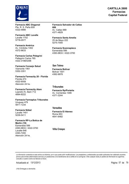 Capital Federal CARTILLA 2600 Emergencias y Urgencias ... - Omint