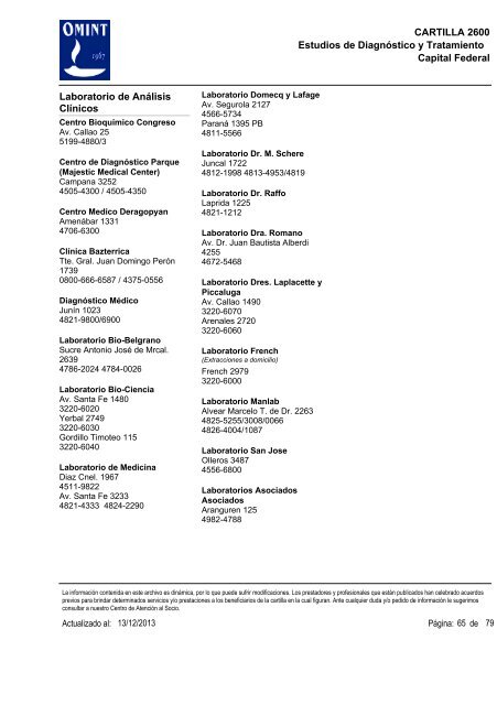 Capital Federal CARTILLA 2600 Emergencias y Urgencias ... - Omint