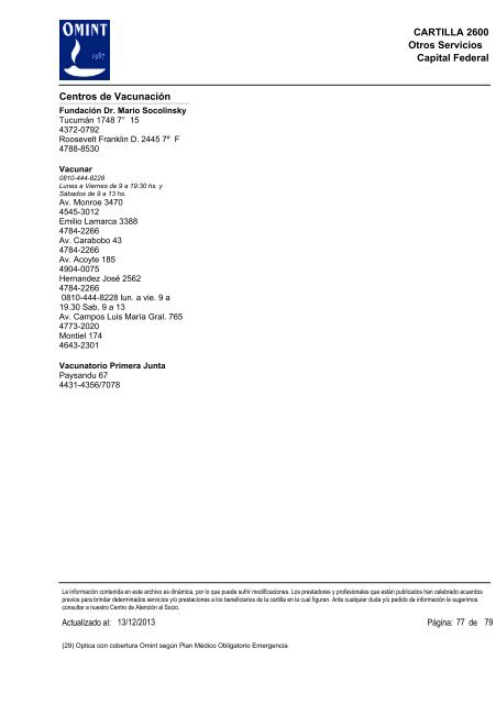Capital Federal CARTILLA 2600 Emergencias y Urgencias ... - Omint