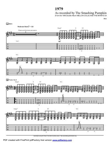 Complete Transcription To "1979" (PDF) - Guitar Alliance