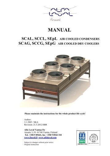 MANUAL SCAL, SCCL, SEpL AIR COOLED ... - Alfa Laval - ABC