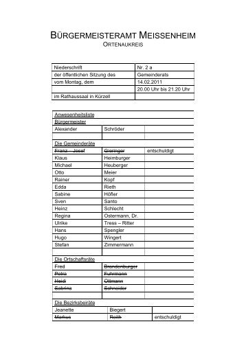 Der Gemeinderat bestätigt einstimmig die Wahl der Ge - Meissenheim
