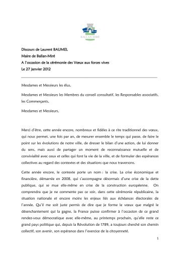 Discours du 27-01-2012 (pdf - 147,22 ko) - Ballan-MirÃ©