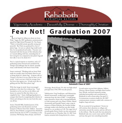 Fear Not! Graduation 2007 - Rehoboth Christian School