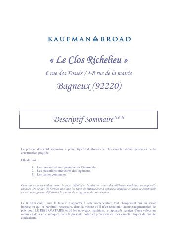 Â« Le Clos Richelieu Â» Bagneux (92220) - Kaufman & Broad